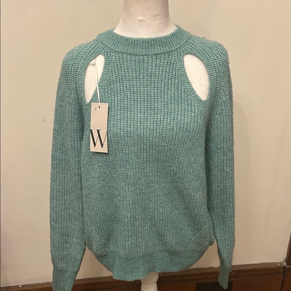 Worthington Women's jade Sweater with Cut-Out Design Size L New